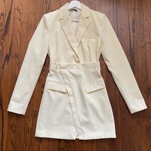 Zara Women’s Blogger Fav Blazer Dress Light Yellow  Size XS Long Sleeve